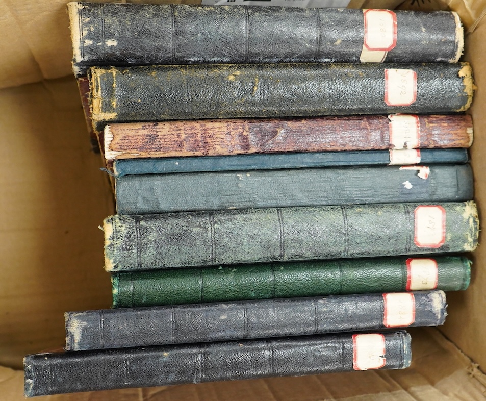 Lewis, William Bourne (civil engineer, 1831-1902). Manuscript Diaries, 9 various volumes (1873-1902, relating to time in England); some 2,200pp. in a closely written but clear hand; mostly half leather and marbled boards